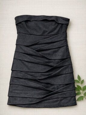 Dynamite Black Ruched Strapless Mini Dress – Size Medium